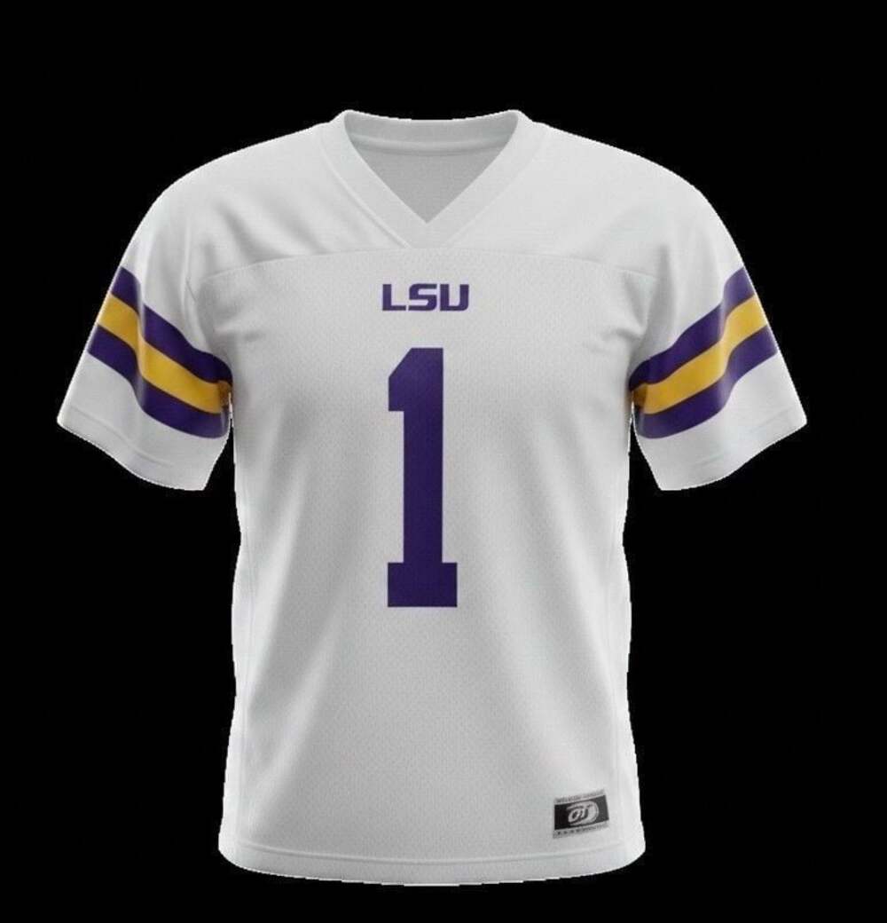 OT Sports Youth LSU Tigers #1 Football Jersey White